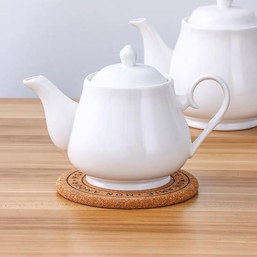 饭店酒店陶瓷高温茶壶大小号过滤壶大容量纯白色茶具餐厅泡茶水壶