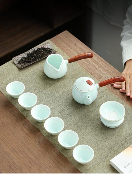 德化陶瓷中国白羊脂玉瓷功夫茶具套装 侧把壶 描金高档礼盒可定制